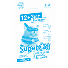 Super Cat (Супер Кэт) Древесный наполнитель СТАНДАРТ для кошачьего туалета 15 кг