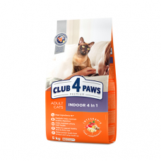 Корм Club 4 Paws ( Клуб 4 Лапы) для взрослых кошек , ЖИВУЩИХ В ПОМЕЩЕНИИ "4 В 1 , 5 кг  		