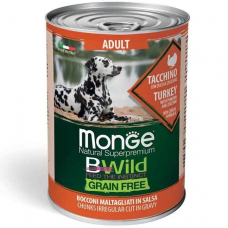 Купить MONGE DOG WET BWILD Adult індичка гарбуз цукіні - 400 г Фото 1 недорого с доставкой по Украине в интернет-магазине Майзоомаг