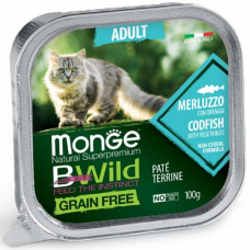 MONGE BWILD WET CAT Adult тріска з овочами - 100 г