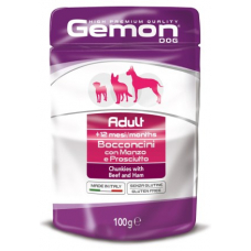 Купить GEMON DOG WET Adult шматочки з яловичиною та шинкою - 100 г Фото 1 недорого с доставкой по Украине в интернет-магазине Майзоомаг