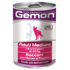 GEMON DOG WET Medium Adult шматочки з яловичиною та печінкою - 415 г