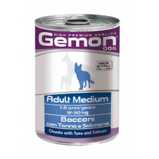 GEMON DOG WET Medium Adult шматочки з тунцем та лососем - 415 г