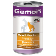 GEMON DOG WET Medium Adult шматочки з куркою та індичкою - 1,25 кг